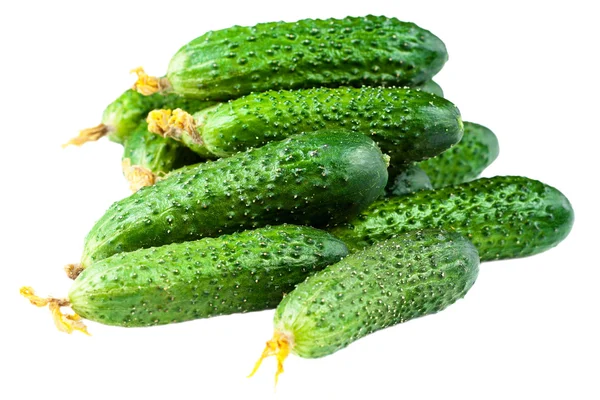 Heap of Fresh Cucumber isolated over white background close up — Stock Photo, Image